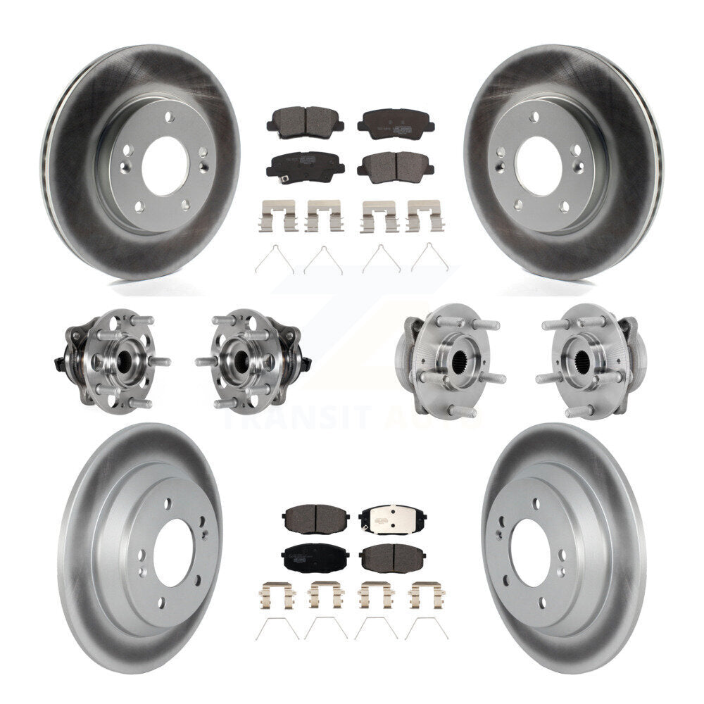 Hub Bearing Coated Disc Brake Rotor & Pad Front Rear Kit (10Pc) For Hyundai Kona