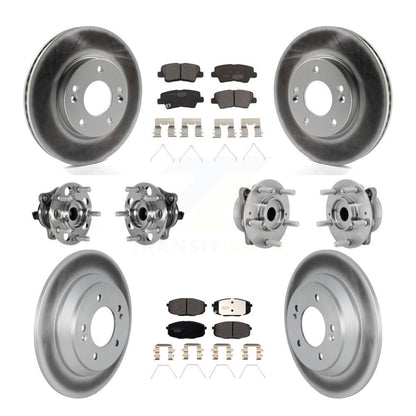 Hub Bearing Coated Disc Brake Rotor & Pad Front Rear Kit (10Pc) For Hyundai Kona