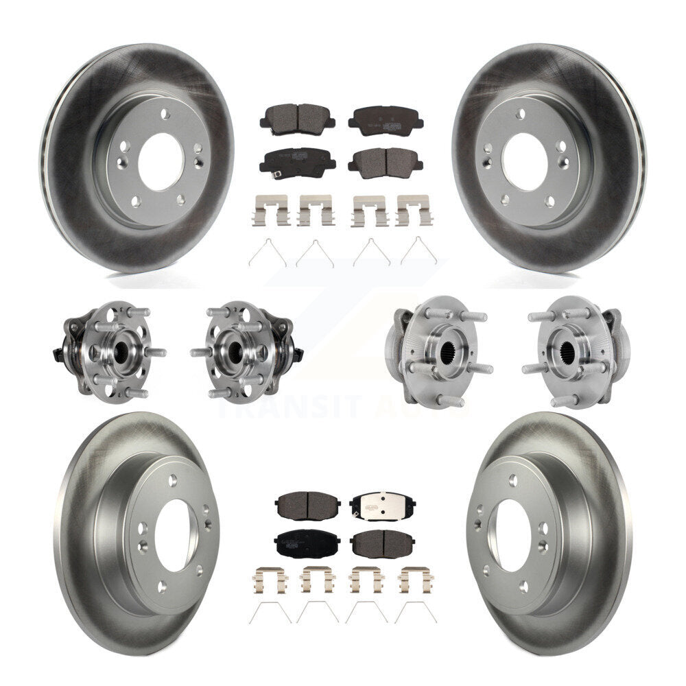 Hub Bearing Coated Disc Brake Rotor & Pad Front Rear Kit (10Pc) For Hyundai Kona