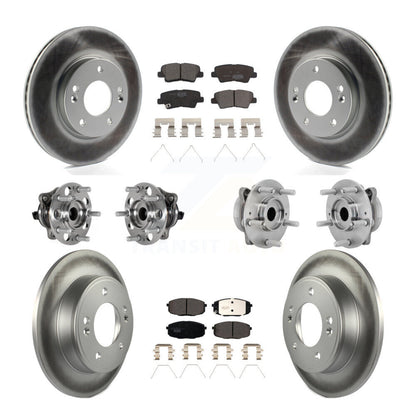 Hub Bearing Coated Disc Brake Rotor & Pad Front Rear Kit (10Pc) For Hyundai Kona
