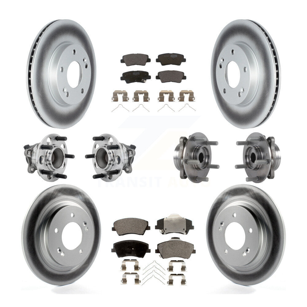 Hub Bearing Coated Disc Brake Rotor Pads Front Rear Kit (10Pc) For Hyundai Ioniq