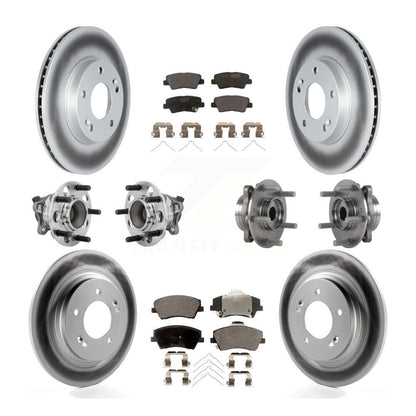 Hub Bearing Coated Disc Brake Rotor Pads Front Rear Kit (10Pc) For Hyundai Ioniq