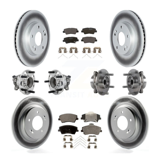 Hub Bearing Coated Disc Brake Rotor Pads Front Rear Kit (10Pc) For Hyundai Ioniq