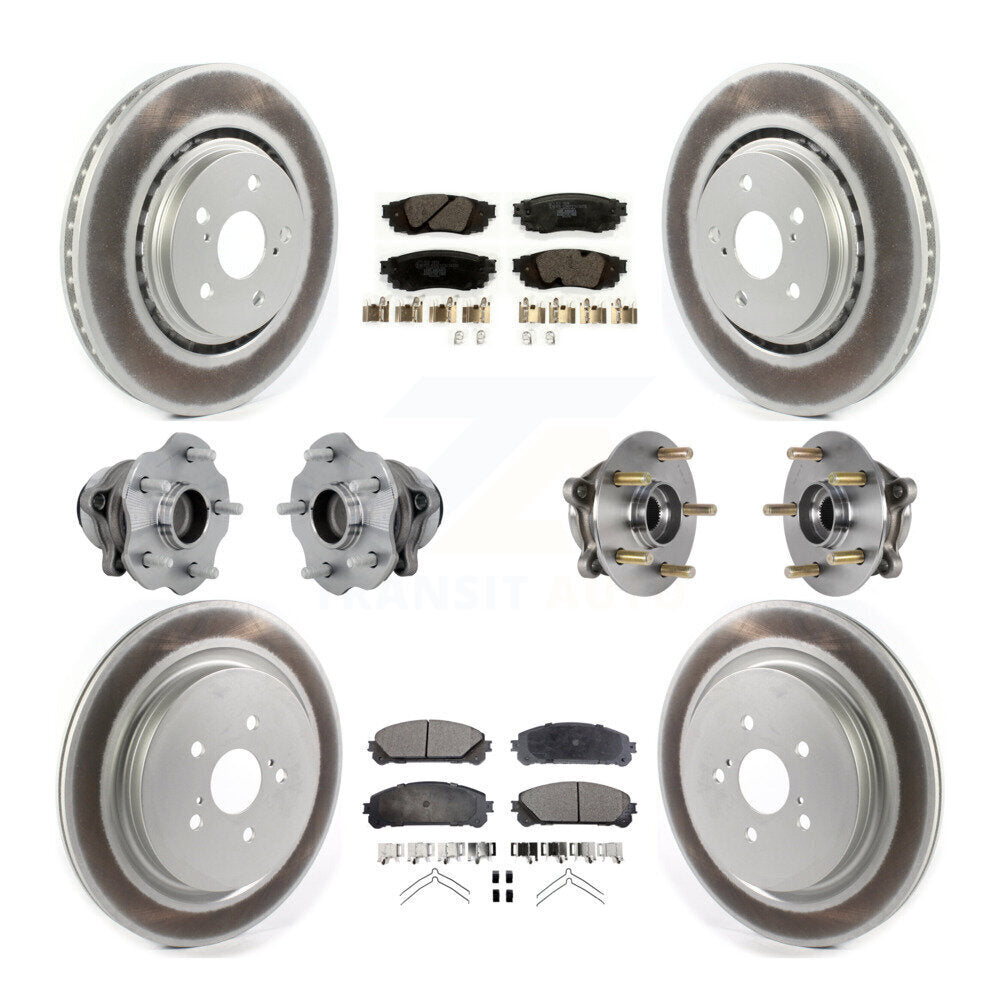 Hub Bearing Coated Brake Rotor Pads Front Rear Kit (10Pc) For Lexus RX350 RX350L