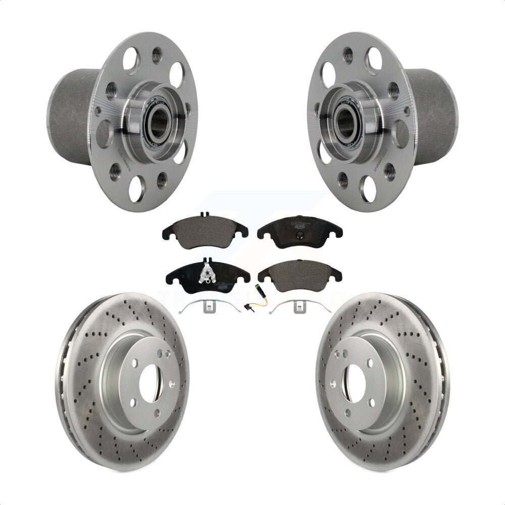 Hub Bearing Coated Brake Rotor & Pads Front Kit For Mercedes-Benz E350 E400 E250