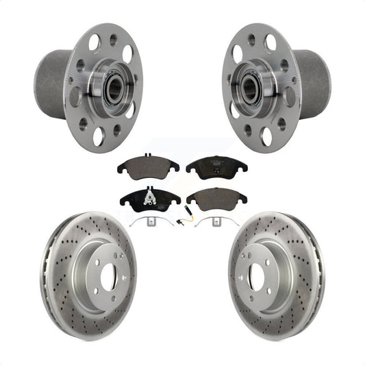 Hub Bearing Coated Brake Rotor & Pads Front Kit For Mercedes-Benz E350 E400 E250