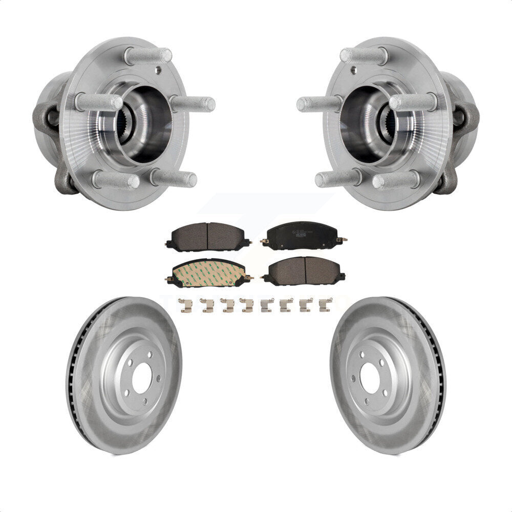 Hub Bearing Coated Brake Rotor & Pad Front Kit For Ford Explorer Lincoln Aviator