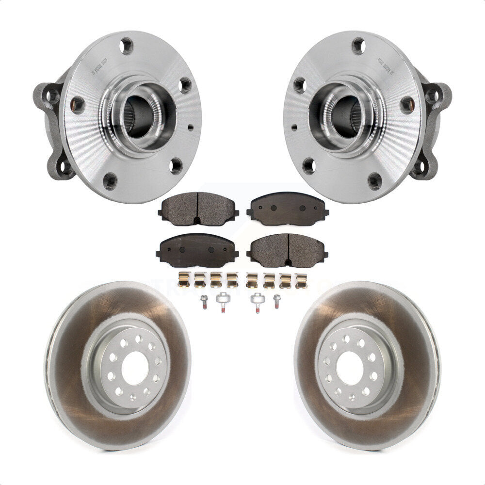 Hub Bearing Coated Brake Rotor & Pads Front Kit For Volkswagen Atlas Cross Sport