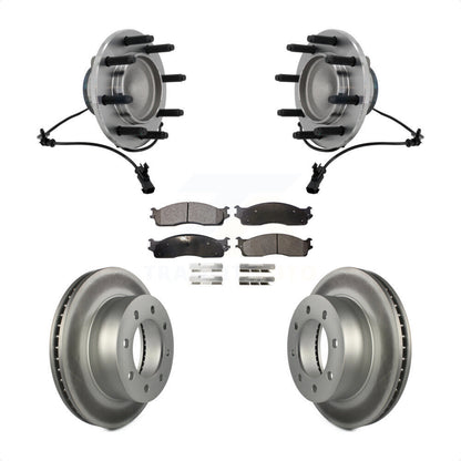 Hub Bearing Assembly Coat Brake Rotor Pad Front Kit For Dodge Ram 1500 3500 2500