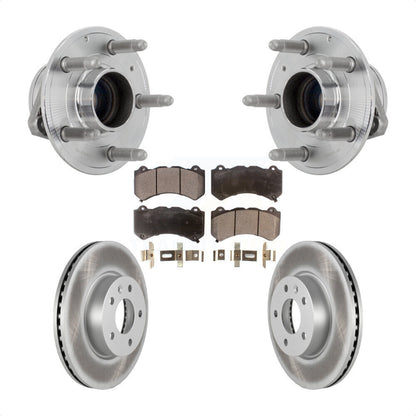 Hub Bearing Coated Brake Rotor & Pads Front Kit For 2017 Cadillac ATS V with RWD