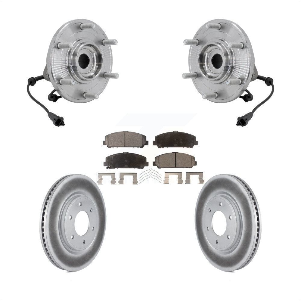 Hub Bearing Coated Disc Brake Rotor Pad Front Kit For 2017-2023 Nissan TITAN 4WD