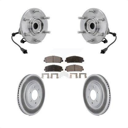 Hub Bearing Coated Disc Brake Rotor Pad Front Kit For 2017-2023 Nissan TITAN 4WD