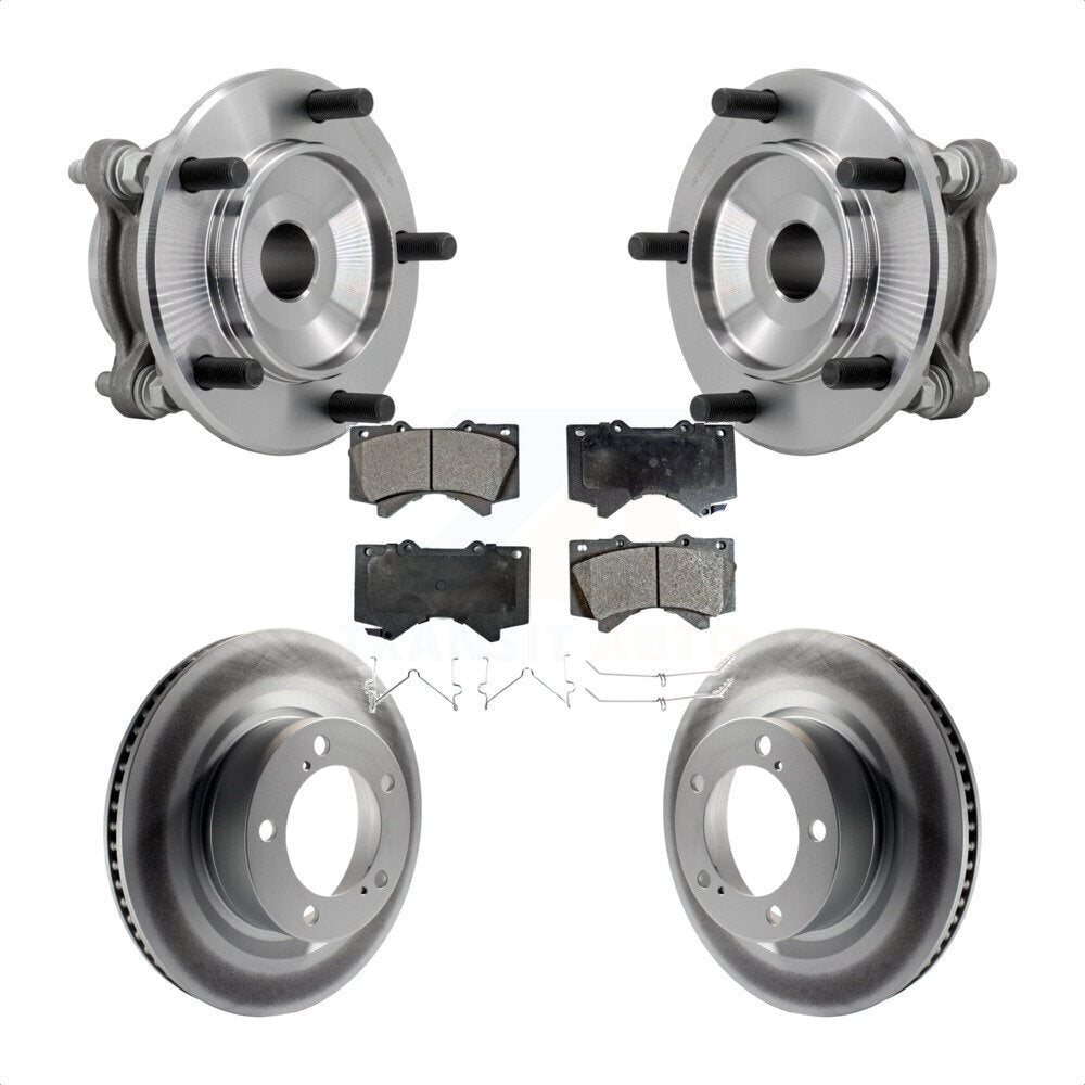 Hub Bearing Coated Disc Brake Rotor Pads Front Kit For Toyota Tundra Sequoia RWD