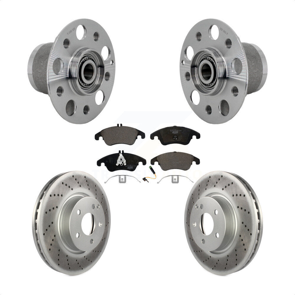 Hub Bearing Coated Brake Rotor & Pads Front Kit For Mercedes-Benz C300 E350 C350