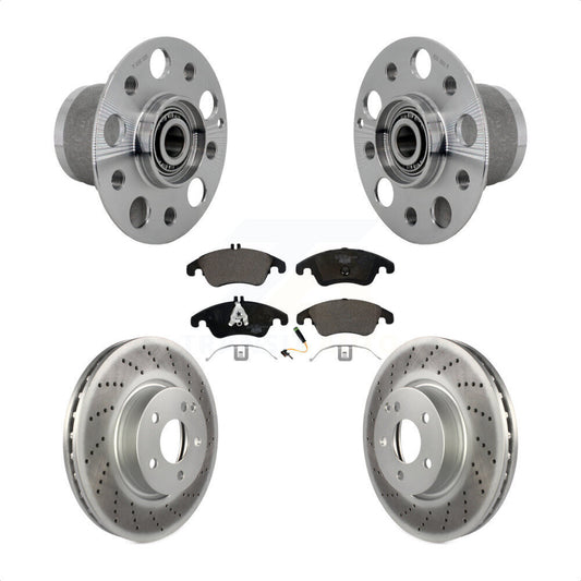 Hub Bearing Coated Brake Rotor & Pads Front Kit For Mercedes-Benz C300 E350 C350