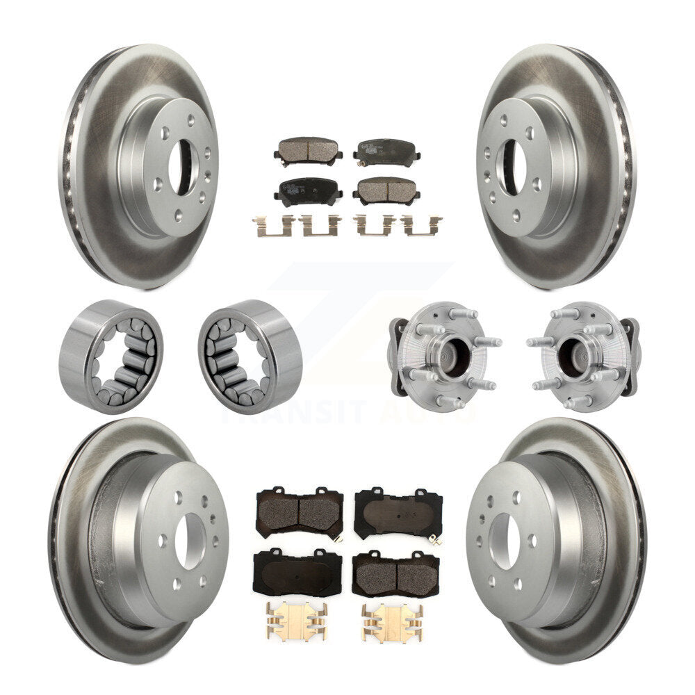 Hub Bearing Coated Brake Rotor Pads Shoe Front Rear Kit (10Pc) For Chevrolet GMC
