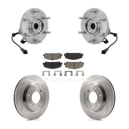 Hub Bearing Assembly Brake Rotor & Pads Front Kit For 2017-2023 Nissan TITAN 4WD