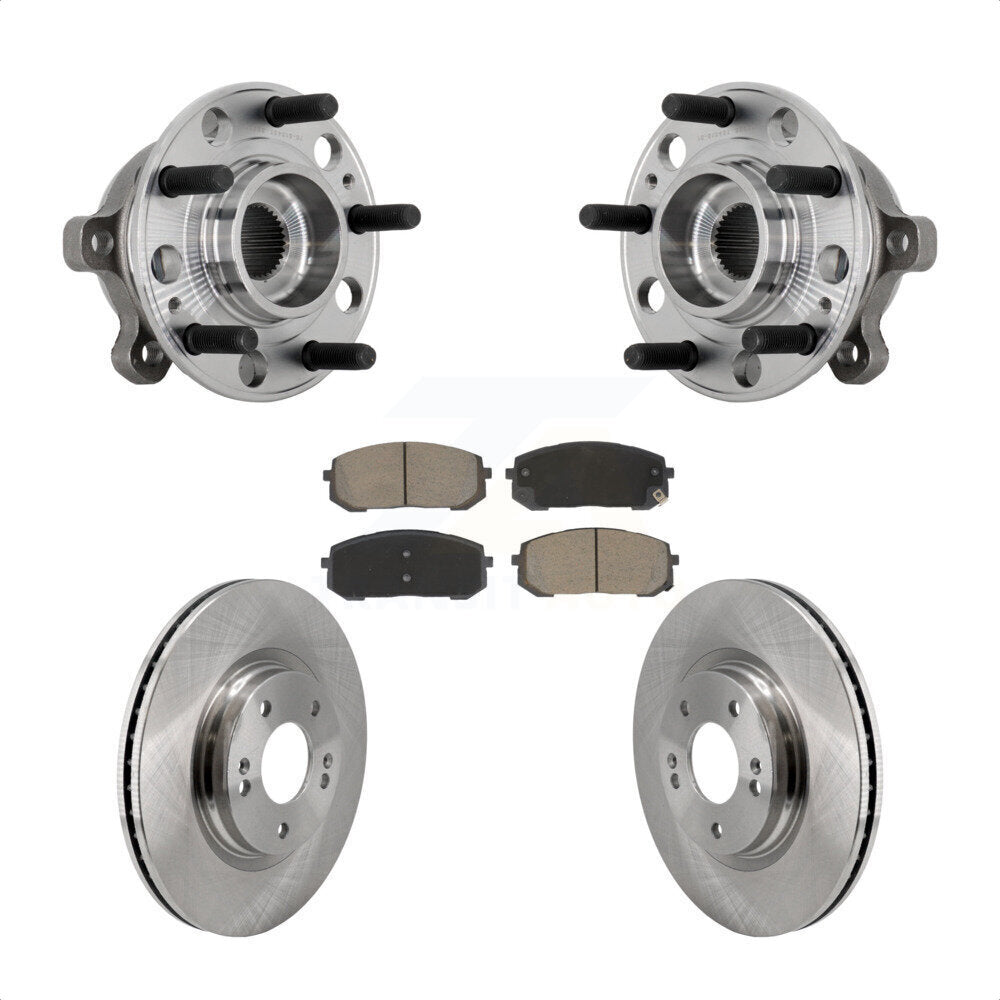Hub Bearing Assembly Disc Brake Rotor & Pads Front Kit For Hyundai Sonata Kia K5