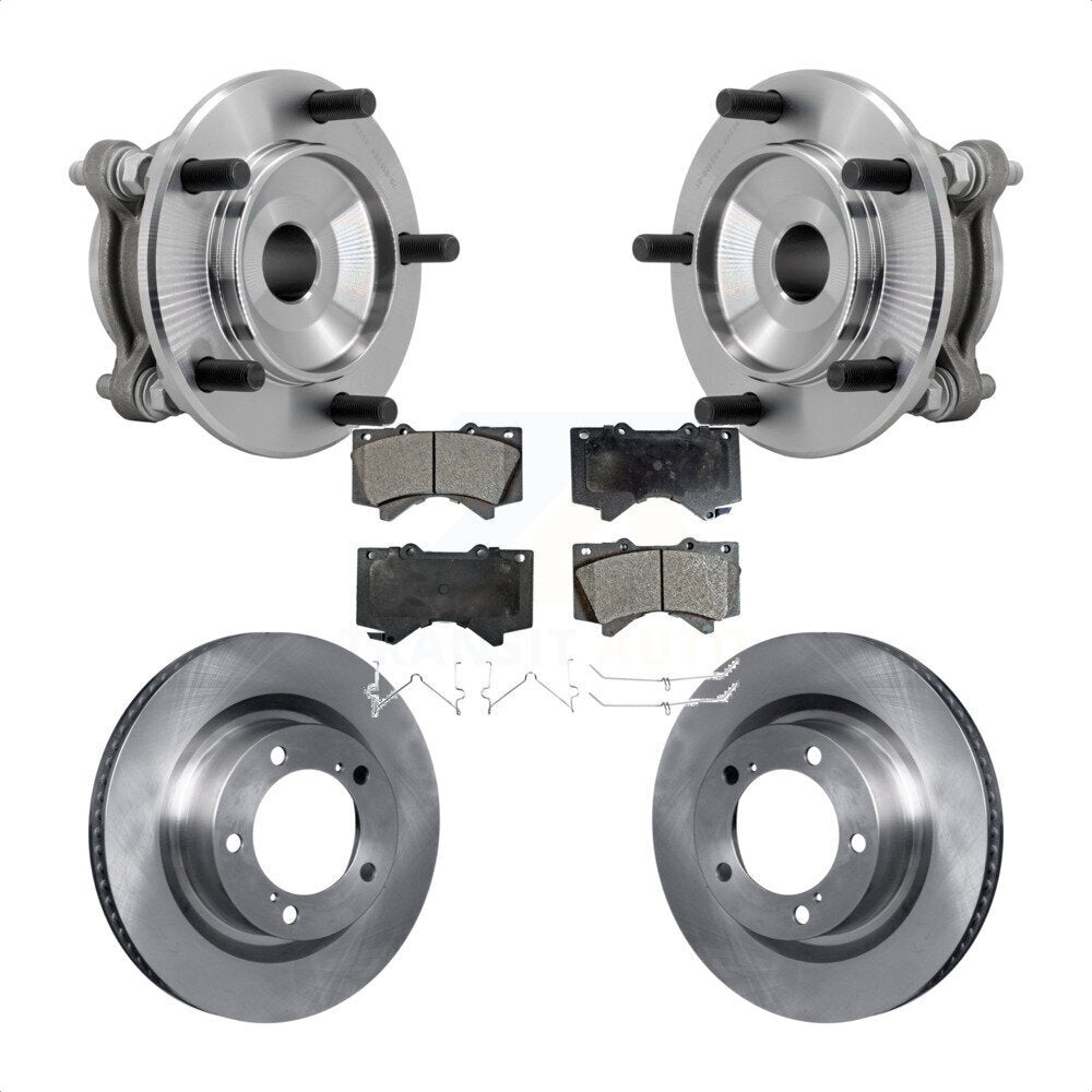 Hub Bearing Assembly Brake Rotor And Pad Front Kit For Toyota Tundra Sequoia RWD