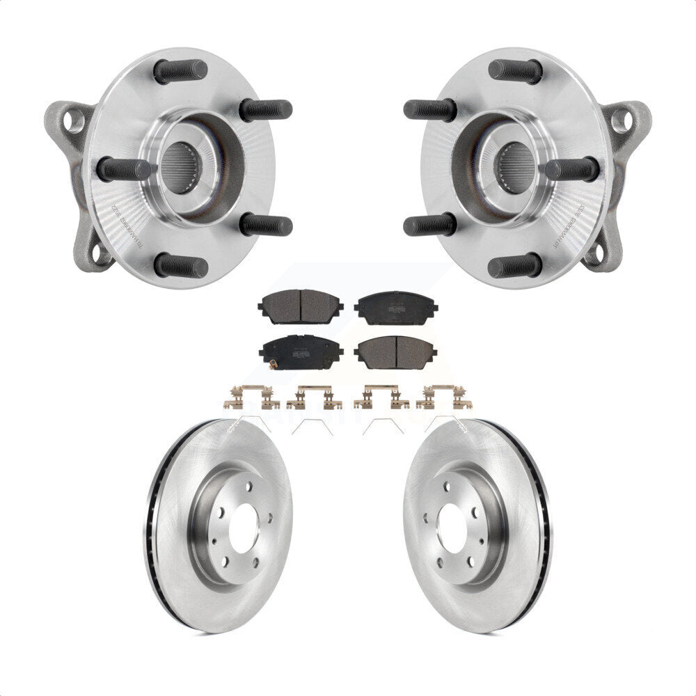 Hub Bearing Assembly Disc Brake Rotor & Pads Front Kit For 2021-2022 Mazda 3 AWD