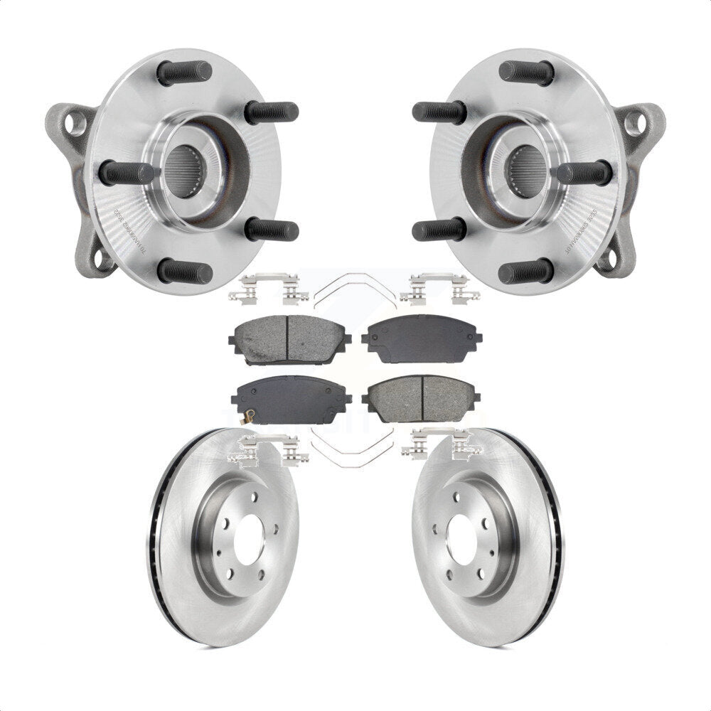 Hub Bearing Assembly Disc Brake Rotor & Pads Front Kit For 2021-2022 Mazda 3 AWD
