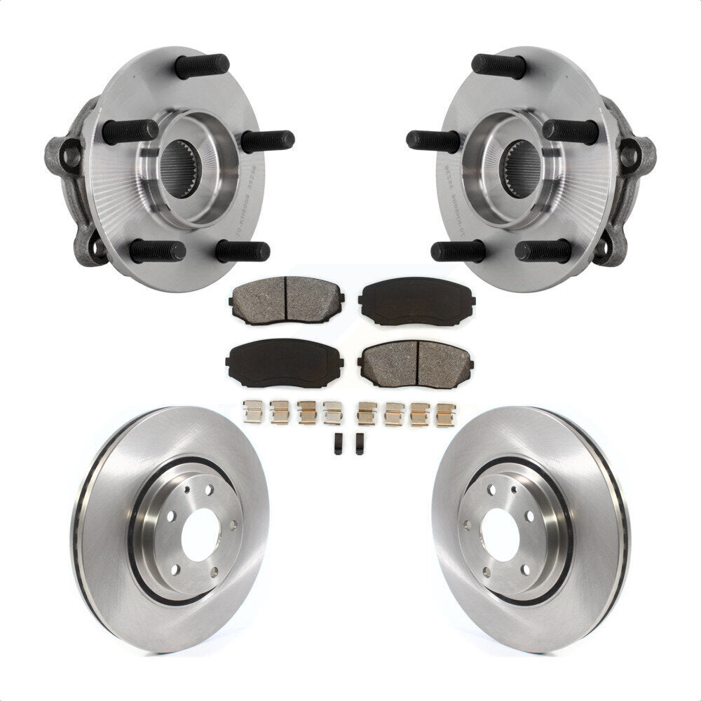 Hub Bearing Assembly Disc Brake Rotor And Pad Front Kit For 2016-2023 Mazda CX-9