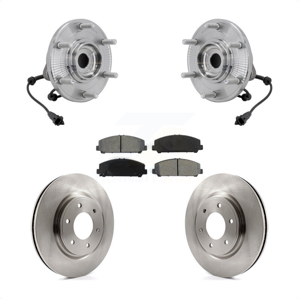 Hub Bearing Assembly Brake Rotor & Pads Front Kit For 2017-2023 Nissan TITAN 4WD