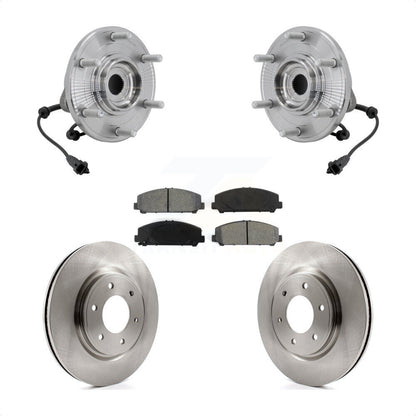 Hub Bearing Assembly Brake Rotor & Pads Front Kit For 2017-2023 Nissan TITAN 4WD
