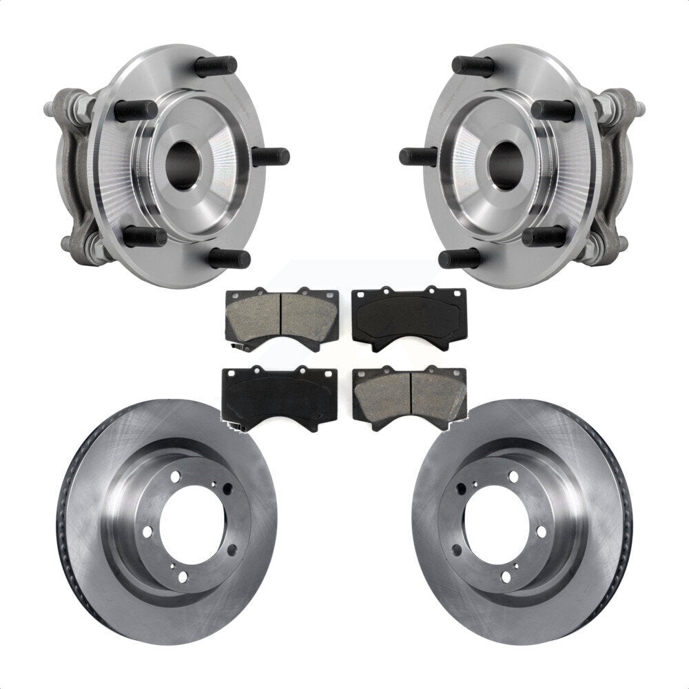 Hub Bearing Assembly Brake Rotor And Pad Front Kit For Toyota Tundra Sequoia RWD