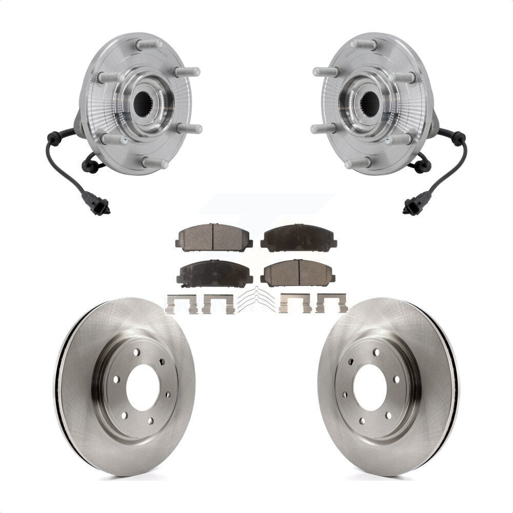 Hub Bearing Assembly Brake Rotor & Pads Front Kit For 2017-2023 Nissan TITAN 4WD