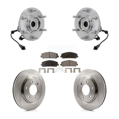 Hub Bearing Assembly Brake Rotor & Pads Front Kit For 2017-2023 Nissan TITAN 4WD