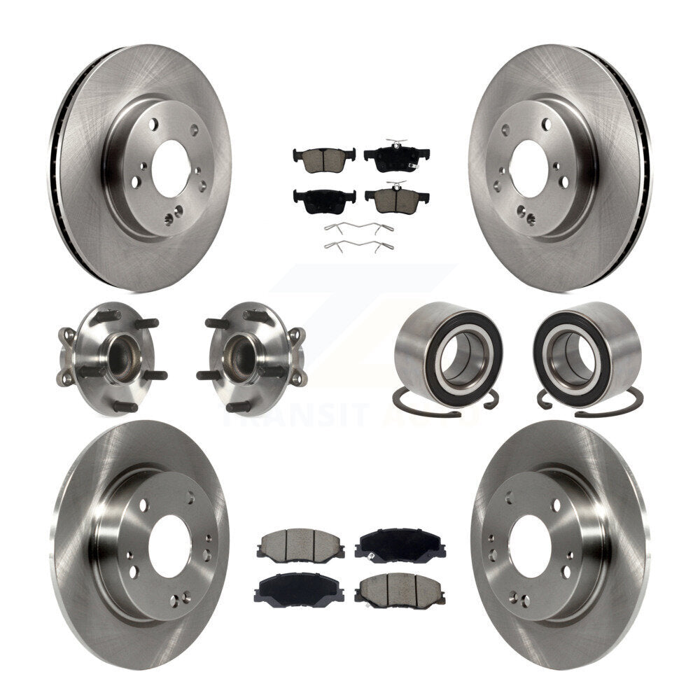 Hub Bearing Brake Rotor & Pads Front Rear Kit (10Pc) For 2019-2022 Honda Insight
