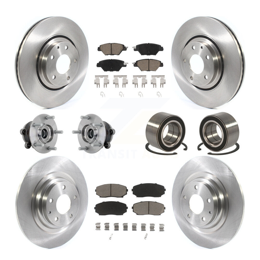 Hub Bearing Brake Rotor & Pad Front Rear Kit (10Pc) For 2016-2018 Mazda CX-9 AWD