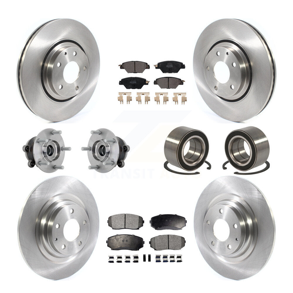 Hub Bearing Brake Rotor & Pad Front Rear Kit (10Pc) For 2016-2018 Mazda CX-9 AWD