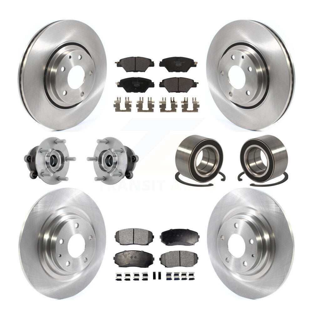 Hub Bearing Brake Rotor & Pad Front Rear Kit (10Pc) For 2016-2018 Mazda CX-9 AWD