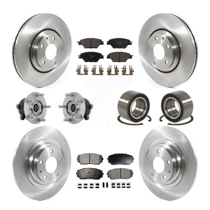Hub Bearing Brake Rotor & Pad Front Rear Kit (10Pc) For 2016-2018 Mazda CX-9 AWD