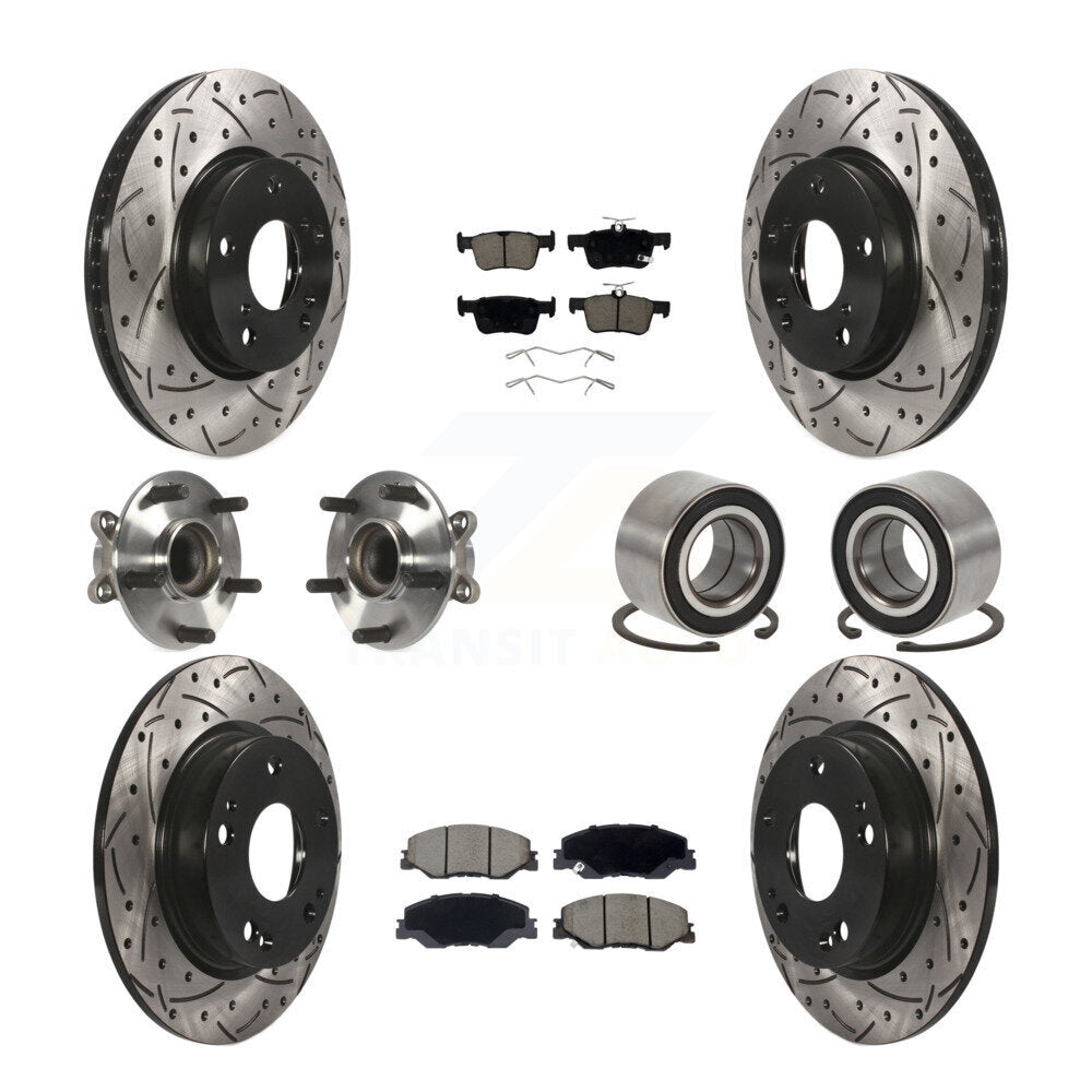 Hub Bearing Coated Brake Rotor Pad Front Rear Kit (10Pc) For 19-22 Honda Insight