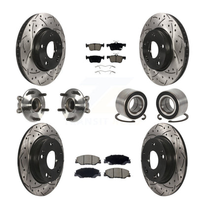 Hub Bearing Coated Brake Rotor Pad Front Rear Kit (10Pc) For 19-22 Honda Insight