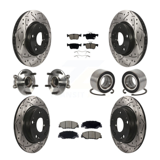 Hub Bearing Coated Brake Rotor Pad Front Rear Kit (10Pc) For 19-22 Honda Insight