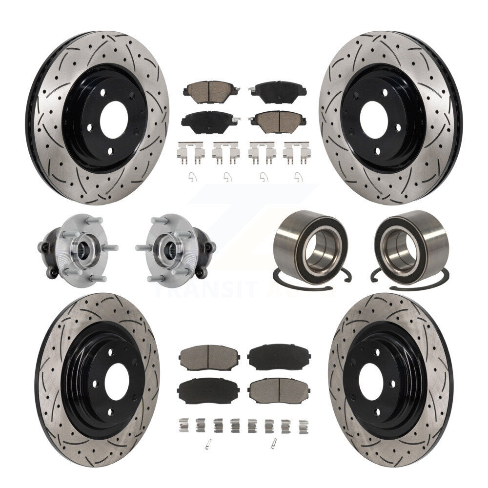 Hub Bearing Coat Brake Rotor Pads Front Rear Kit (10Pc) For 16-18 Mazda CX-9 AWD