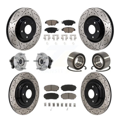 Hub Bearing Coat Brake Rotor Pads Front Rear Kit (10Pc) For 16-18 Mazda CX-9 AWD