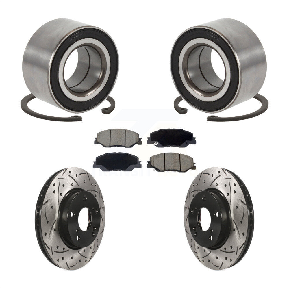Wheel Bearing Drilled Slot Brake Rotor Pad Front Kit For 2019-2022 Honda Insight