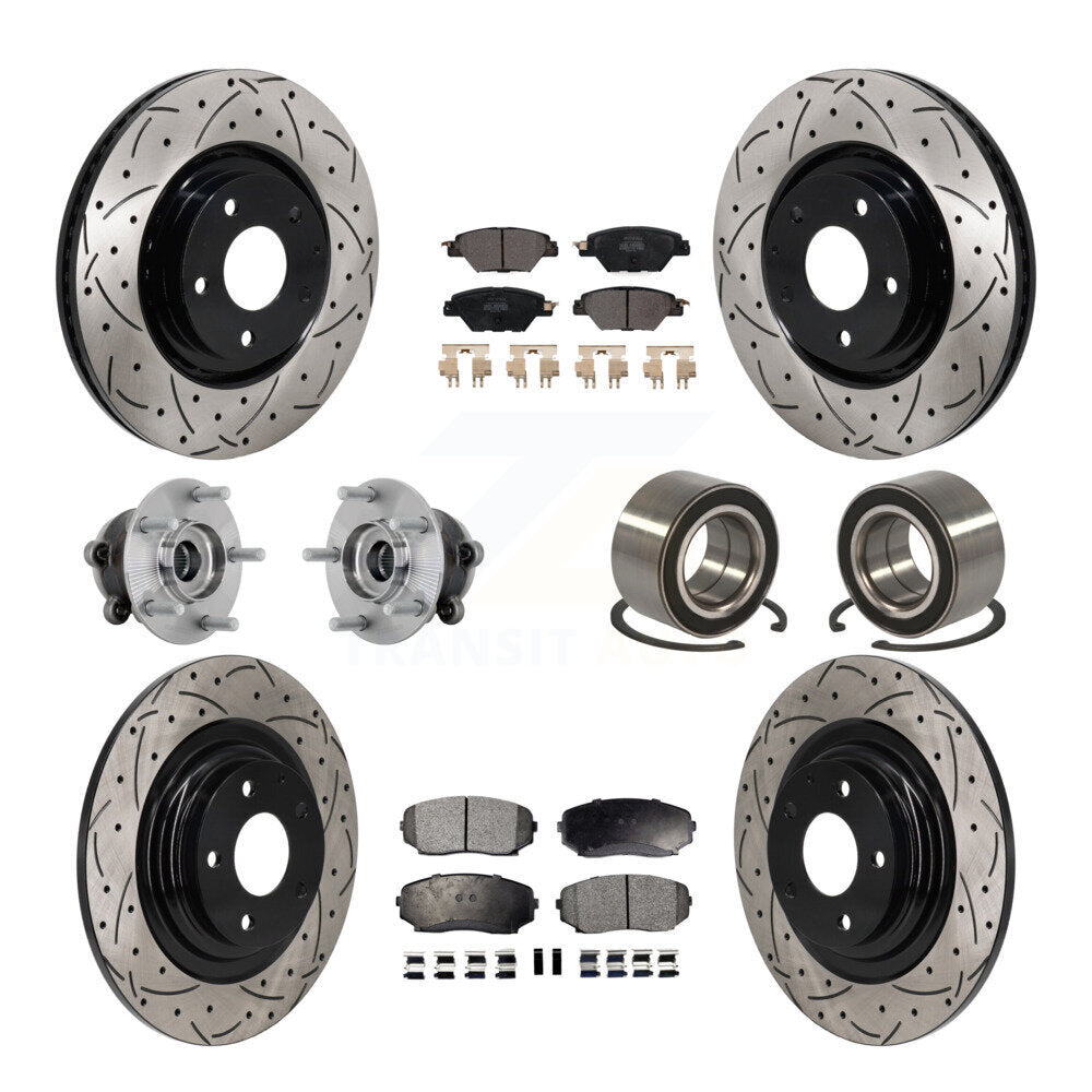 Hub Bearing Coat Brake Rotor Pads Front Rear Kit (10Pc) For 16-18 Mazda CX-9 AWD