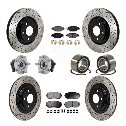 Hub Bearing Coat Brake Rotor Pads Front Rear Kit (10Pc) For 16-18 Mazda CX-9 AWD
