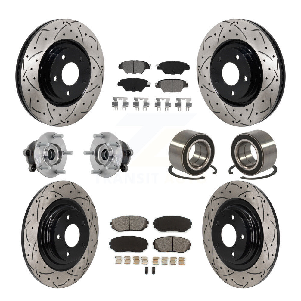 Hub Bearing Coat Brake Rotor Pads Front Rear Kit (10Pc) For 16-18 Mazda CX-9 AWD