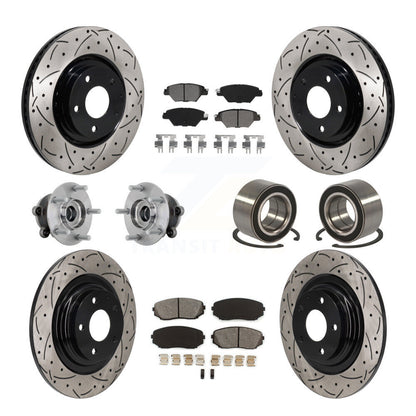 Hub Bearing Coat Brake Rotor Pads Front Rear Kit (10Pc) For 16-18 Mazda CX-9 AWD