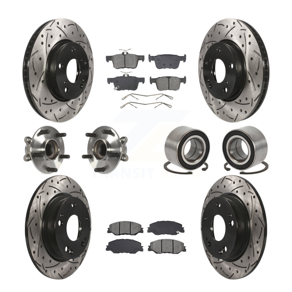Hub Bearing Coated Brake Rotor Pad Front Rear Kit (10Pc) For 19-22 Honda Insight