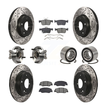 Hub Bearing Coated Brake Rotor Pad Front Rear Kit (10Pc) For 19-22 Honda Insight