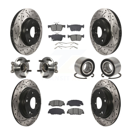 Hub Bearing Coated Brake Rotor Pad Front Rear Kit (10Pc) For 19-22 Honda Insight