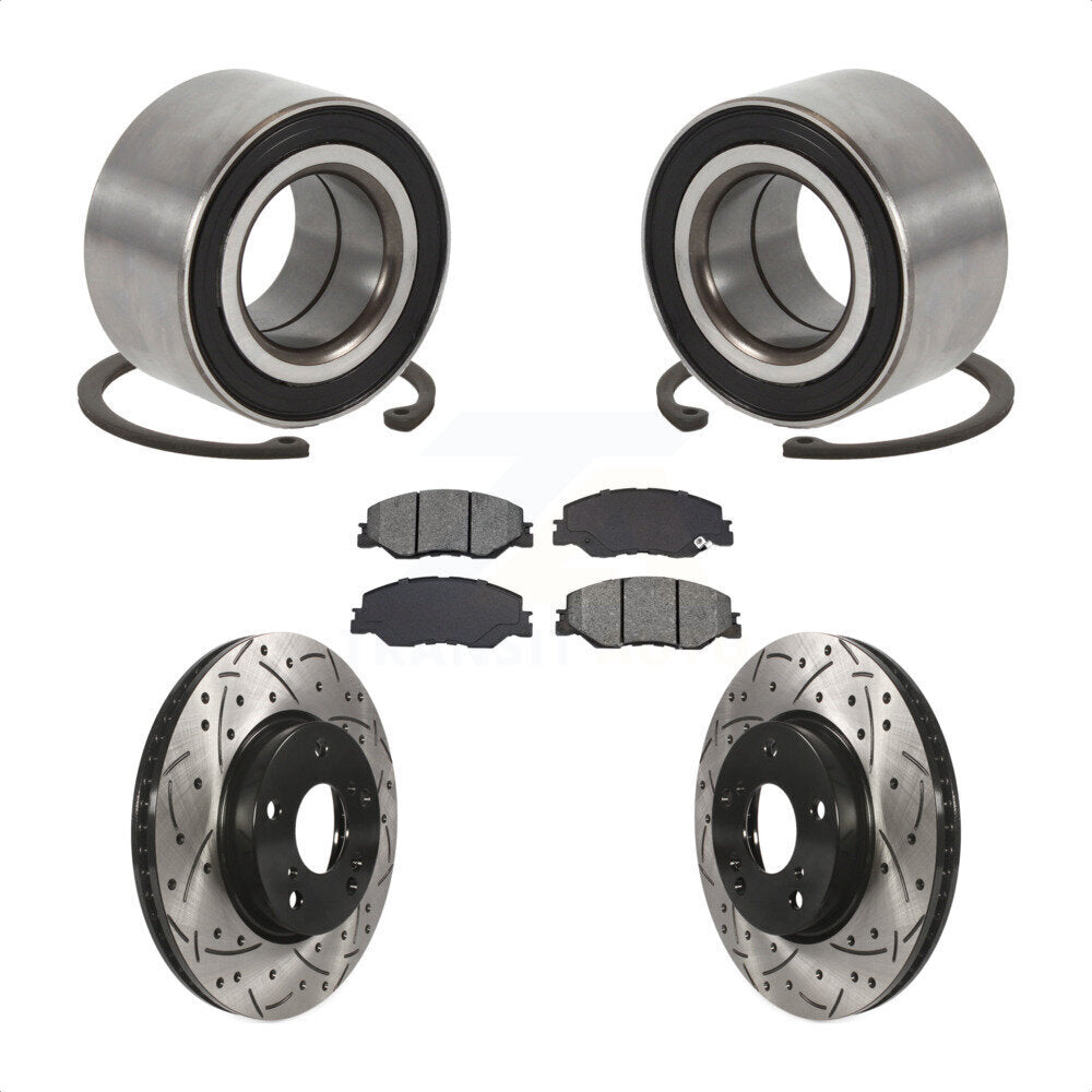 Wheel Bearing Drilled Slot Brake Rotor Pad Front Kit For 2019-2022 Honda Insight